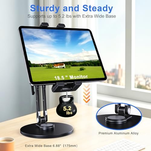 Tablet Stand for Desk, Portable Monitor Stand with Large Clamp up to 18.5"