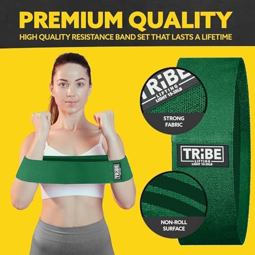 Fabric Resistance Bands for Working Out, 3-Pack for Legs and Glutes