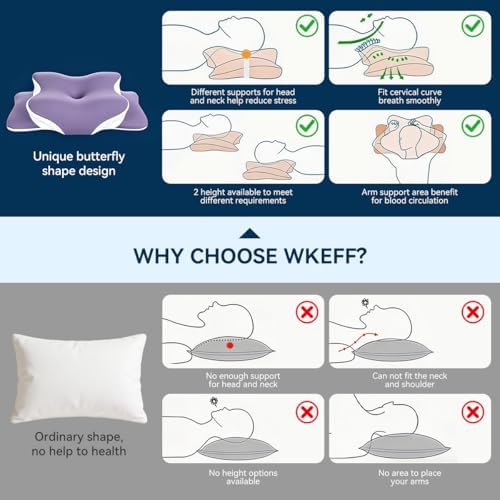 Pillow for Neck Pain Relief, Cooling Memory Foam Cervical Contour Support