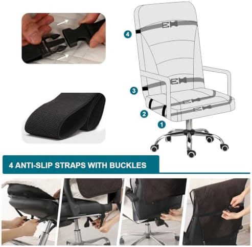 Turquoize Waterproof Office Chair Cover with Armrest Covers Computer Desk Chair Cover Office Chair Protector with Arms Office Chair Seat Cover Slipcover with Anti-Slip Buckle for Home Office,Chocolate