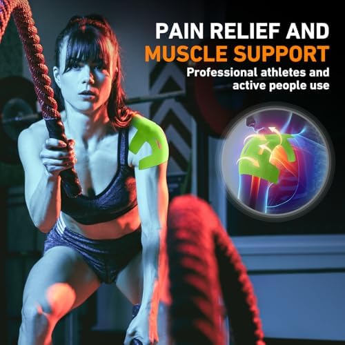 KTQUICK Precut Kinesiology Tape for Shoulder, 24 PCS, 20% Stronger Adhesive