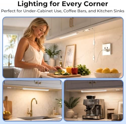 ASOKO 12Inch Hand Wave Activated Under Cabinet Lights-4500K Daylight White