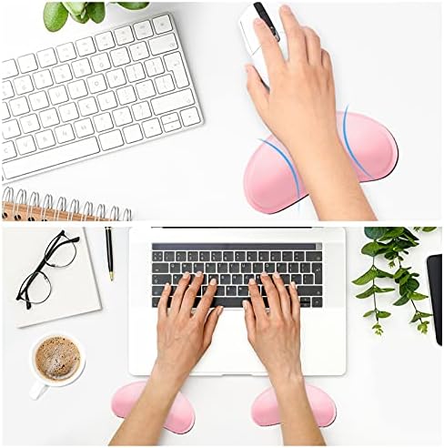Dapesuom Mouse Wrist Rest, Ergonomic Memory Foam Mouse Wrist for Computer Desk Mats Support, PU Leather Hand Rest Pad Cushion for Gaming, Laptop, Men, Women, Pain Relief & Easy Typing, Pink
