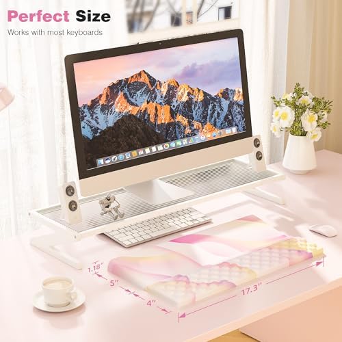 Ospelelf Keyboard Wrist Rest, Ergonomic Memory Foam Wrist Support for Typing & Gaming, Tilted Keyboard Pad, Aesthetic Desk Accessories for Office, Relief for Carpal Tunnel & Wrist Pain, Flowcolor