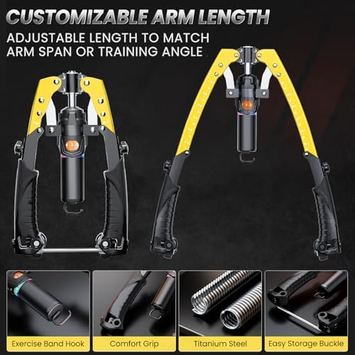 Twister Arm Trainer, 3 in 1 Hydraulic Power Chest Workout Equipment with Ab Roller Wheels and Hooks, Adjustable 22-440lbs Arm Trainer for Men Women, Home Gym Equipment for Full Body Strength Training