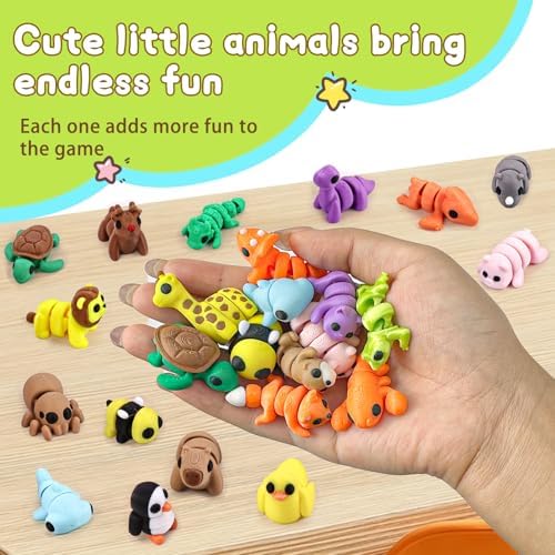 50 pcs 3D Printed Animal Figurines, Mini Articulated Animal Figurines Toys, Party Favors, Pocket Fidget Toys, Goodie Bag Stuffers, Exchange Gifts, Desk Pets, Classroom Rewards for Kids, Birthday Gifts