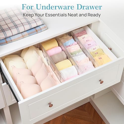 Vtopmart 4" Regular Upgrade Drawer Dividers for Clothes, 12.8"-22.3" 4 Pack
