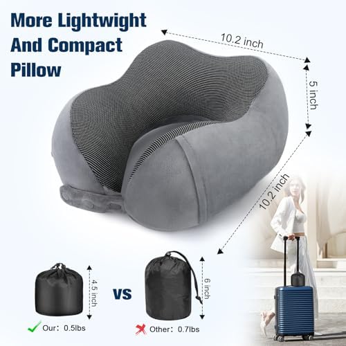 Cirorld Neck Pillow for Traveling, Travel Pillows for Airplanes Grey