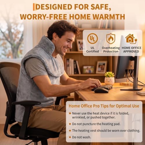 Massaging Heating Pad for Neck and Shoulders and Back, Gifts for Mom Dad