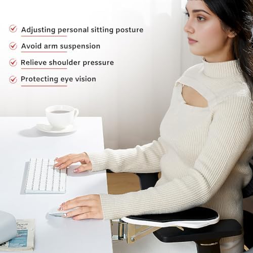 Computer Arm Rest for Desk, 180° Swivel and 90° Foldable, White