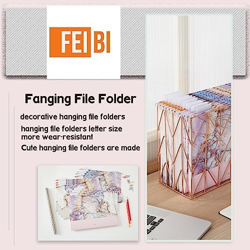 12 Pack Decorative Hanging File Folders, Marble, Letter Size