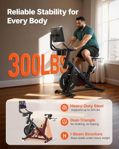MERACH Exercise Bike, Magnetic Friction Stationary Bike for Home with APP