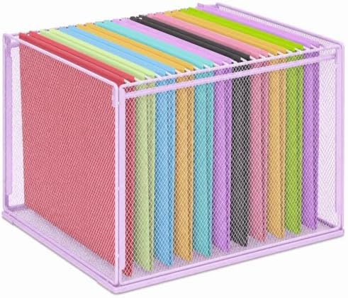 LEKETREE Mesh Hanging File Organizer Box for Desk, Purple 1 Pack