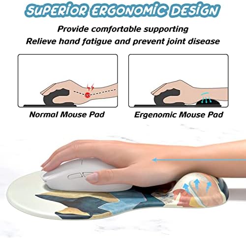 Hsurbtra Ergonomic Mouse Pad with Wrist Rest Support, Gel Mouse Pads with Non-Slip PU Base, Pain Relief Memory Foam Computer Mat, Cute Office Supplies Desk Decro Accessories, Sunset