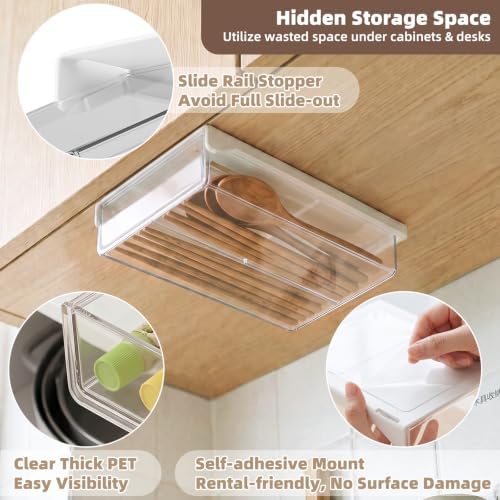 Under Desk Drawer, Adhesive Slide Out Organizer 2 Pack Small