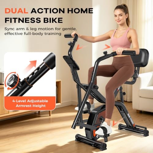 pooboo Folding Magnetic X‑Bike, Upright Exercise Bike for Home Gym