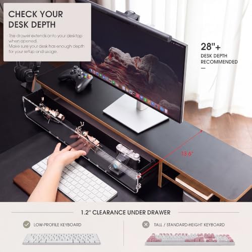 Fenge Monitor Stand with Acrylic Display Drawer for Figures & Collectibles