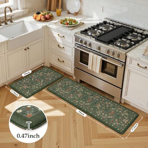 LEEVAN Anti Fatigue Kitchen Mats for Floor, Cushioned Kitchen Mat Set 2PCS