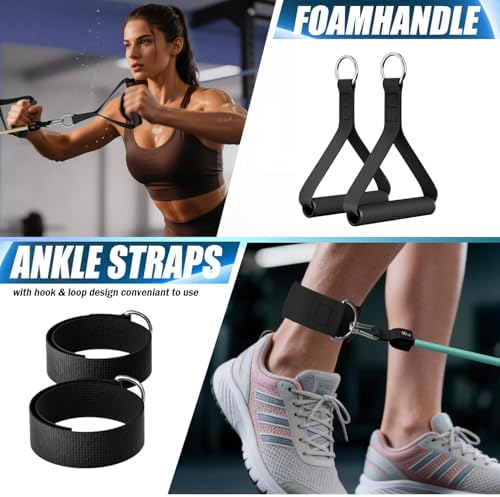 WHATAFIT Resistance Bands with Handles, 150 lb Exercise Bands Set