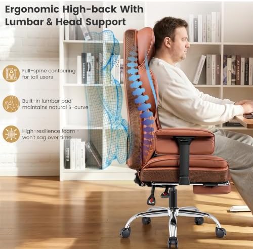 Big and Tall Office Chair 500 lbs, 23.6" Wide Seat,PU Leather