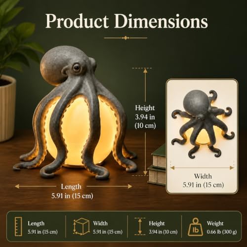 Octopus Ocean Decor Table Lamp, Black