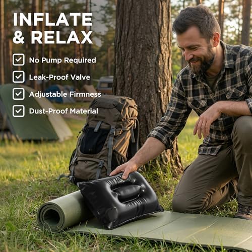 Dot&Dot Travel Pillow and Blanket Set, 2-in-1 Airplane Travel Essentials with Soft Flannel Travel Blanket, Inflatable Pillow, Compact Carry Bag with Carabiner for Flights, Camping, Cruise Ship, Car