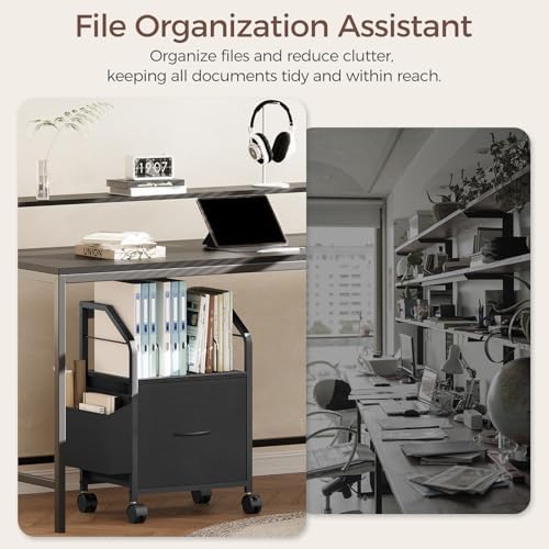 MAHANCRIS Small File Cabinet, Rolling Filing Cabinet for Under Desk