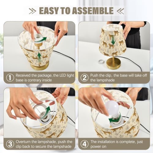 3-Way Dimmable Table Lamp Tigers Leaves Bedside Nightstand Lamp for Bedroom, Desk Lamp for Reading Study & Home Office, LED Bulb Included S