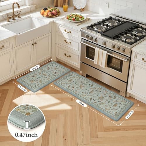LEEVAN Anti Fatigue Kitchen Mats for Floor, Cushioned Kitchen Mat Set 2PCS