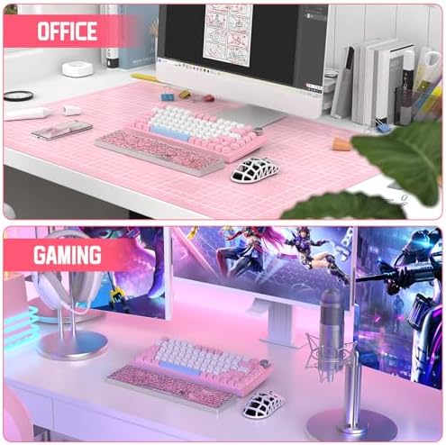 SELORSS x MANBASNAKE 68-key CNC Aluminum Alloy Keyboard Wrist Rest with Partition Storage Case, 2 Acrylic Top Covers, Ergonomic Non-Slip Support for TKL Mechanical Keyboard, Ideal for Office/Home-Pink