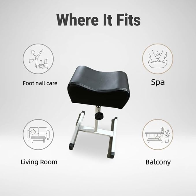 Pedicure Foot Rest,Soft,Nail Tech,Tattoo,Spa,Reinforce,Adjustable Height,Non-Slip,Black