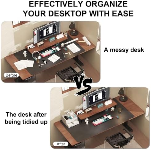 Bamboo Desk Organizer with Drawers,Wooden Desktop Storage(3 Drawers,White)