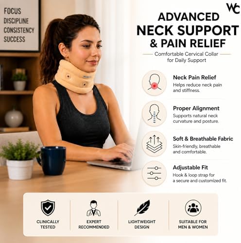 Wonder Care Neck Brace for Sleeping Cervical Collar Adjustable Neck Support Brace Relief Cervical Spine Pressure Ideal for Travel, Office Workers & Neck Injury Recovery, Large
