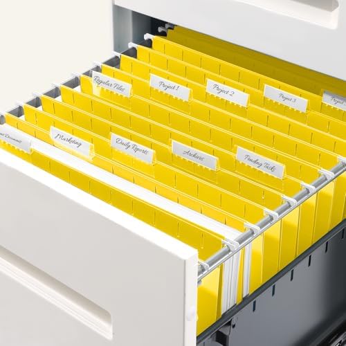 SUNEE Hanging File Folders, 25 Pack Letter Size Hanging File Folders with 1/5-Cut Tabs, Ideal for Home and Office Organization and Papers Classification,Yellow