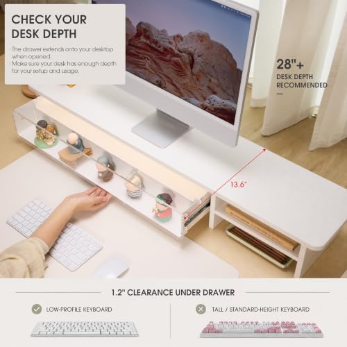 Fenge Monitor Stand with Acrylic Display Drawer for Figures & Collectibles