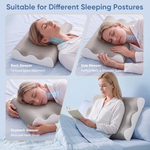 NEWBULIG Neck Support with Contour Memory Foam Cervical Pillow