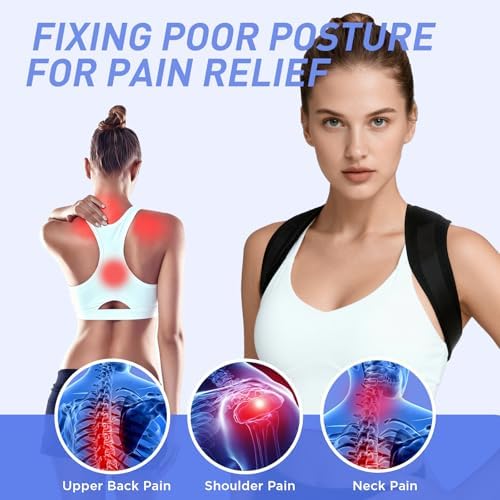Posture Corrector for Women and Men, Adjustable Back Brace Posture Corrector for Upper & Mid Spine Support, Breathable Back Brace for Improving Neck, Shoulder and Back Posture Pain Relief