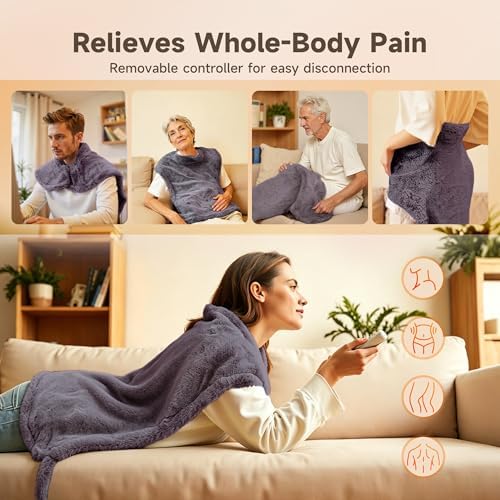 GOTCOZY Heating Pad 26"x35" for Back Pain Relief & Cramps(Wine Red)