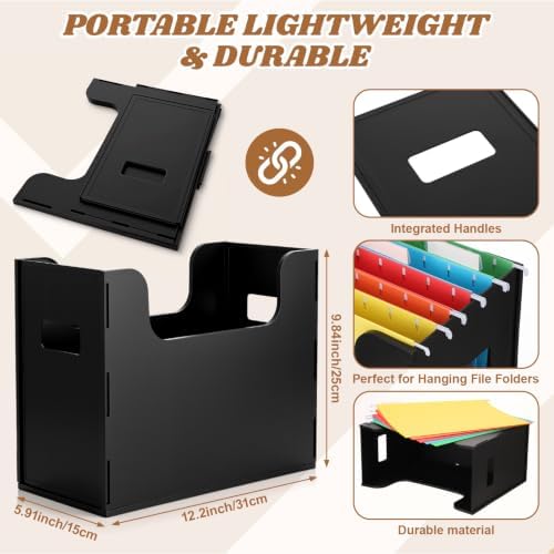 Qeeenar 2 Pcs Hanging File Box with 10 Pcs Multicolor Hanging File Folders