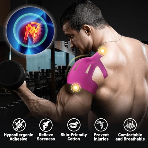 KTQUICK Precut Kinesiology Tape for Shoulder, 24 PCS, 20% Stronger Adhesive