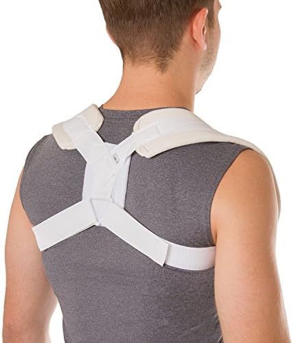 BraceAbility Clavicle Support Brace - Figure 8 Upper Back Brace Posture Corrector for Women and Men, Shoulder Straightener, Kyphosis Relief, Sling for Injuries and Fractures (Medium)