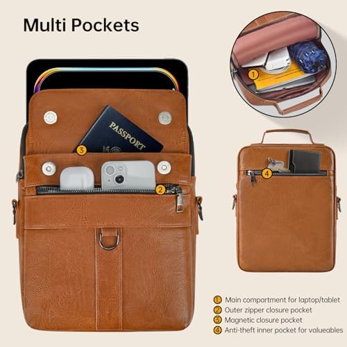 11 Inch Shoulder Bag Leather Carrying Case for 11" iPad Pro M5 M4/iPad Air 11" M4 M3 M2 with Magic Keyboard, iPads A16 11"