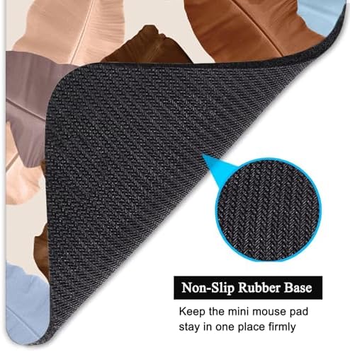 Small Mouse Pad, Mini Mouse Pad 6 X 8 Inch with Non-Slip Rubber Base for Keyboard Tray Laptops Wireless Mouse Home Office Travel, Washable & Portable (Art Leaves)