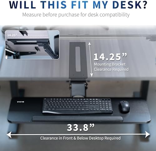 VIVO Black Under Desk 34 x 10 in Adjustable Keyboard Tray, MOUNT-KB36B