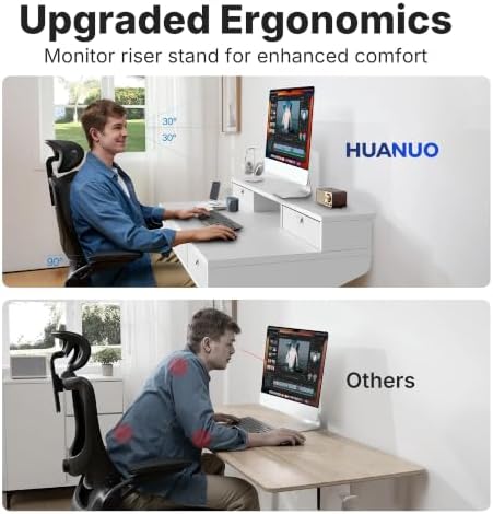 HUANUO 40 x 24 Inch Electric Standing Desk with 4 Drawers, White