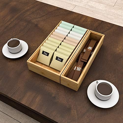 Stackable Utensil Drawer Organizer, Bamboo Kitchen Flatware Holder 12"x 3"