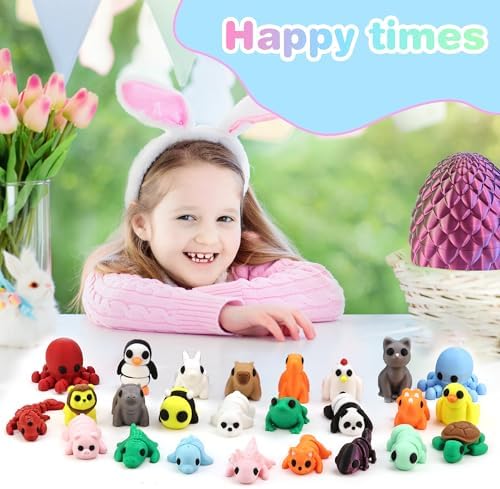 3D Printed Prefilled Dragon Egg Gift Set with 3D Printed Animals, Articulated Fidget Toys for Desk Display, Surprise Goodie Bag Stuffers for Boys and Girls, Easter Basket Stuffers