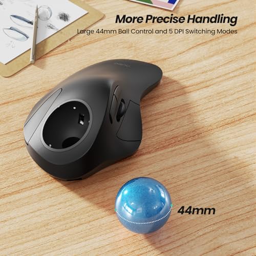 Nulea M505A Wireless Trackball Mouse Ergonomic 44mm Index Finger Control