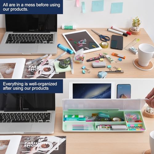 TSJ OFFICE Desktop Whiteboard Dry-Erase-Board - Computer Keyboard Stand White Board Surface Pad with Drawer, Desk Organizers with Accessories for Office, Home, School Supplies - Green