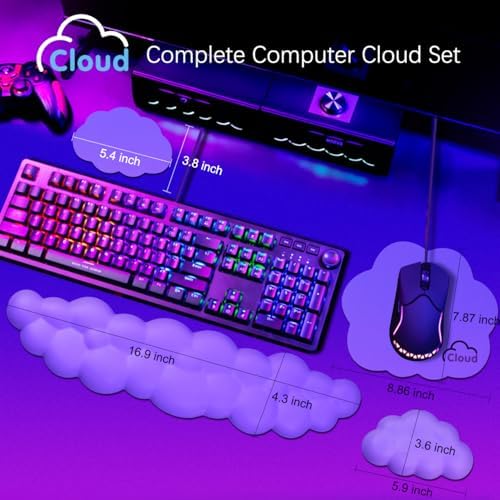 4 in 1 Ergonomic Leather Cloud Wrist Rest Keyboard and Mouse Pad & Coaster